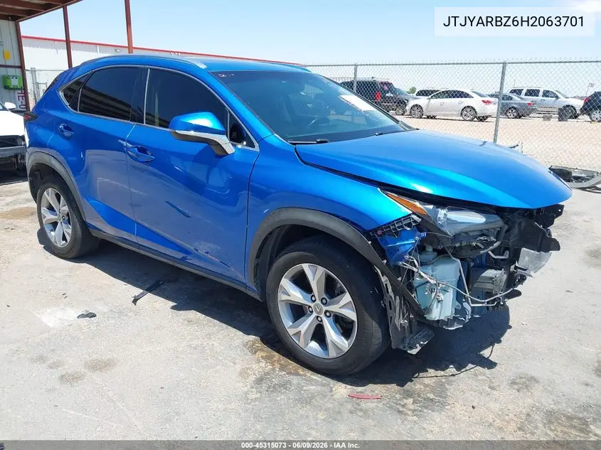 2017 Lexus Nx 200T VIN: JTJYARBZ6H2063701 Lot: 45315073