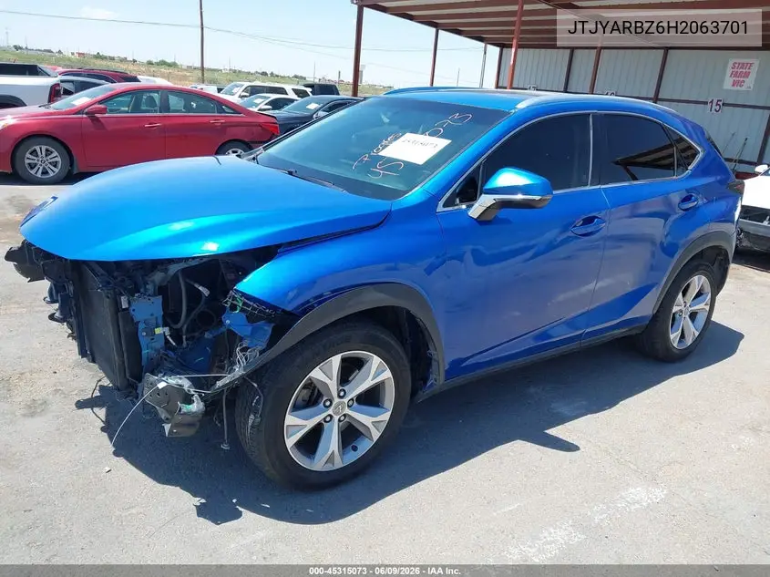 2017 Lexus Nx 200T VIN: JTJYARBZ6H2063701 Lot: 45315073