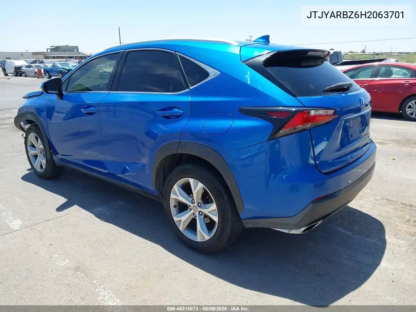 2017 Lexus Nx 200T VIN: JTJYARBZ6H2063701 Lot: 45315073