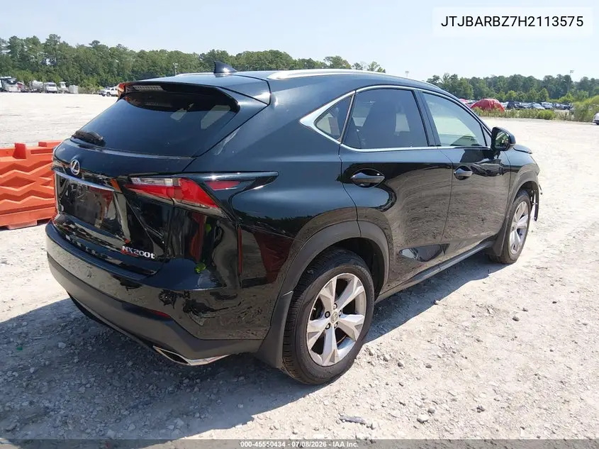 2017 Lexus Nx 200T VIN: JTJBARBZ7H2113575 Lot: 45550434