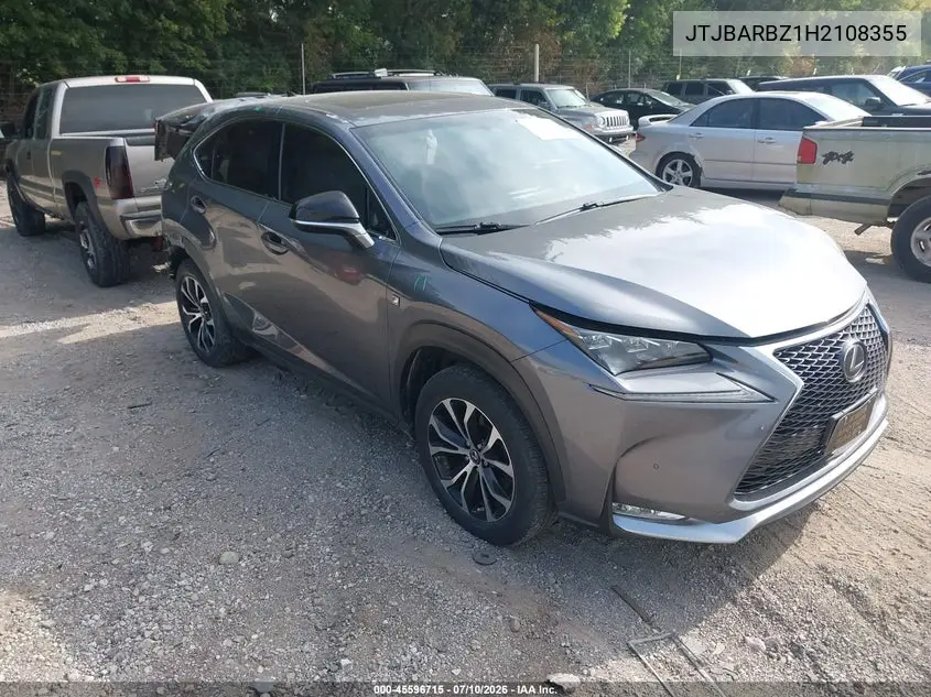 2017 Lexus Nx 200T F Sport VIN: JTJBARBZ1H2108355 Lot: 45596715
