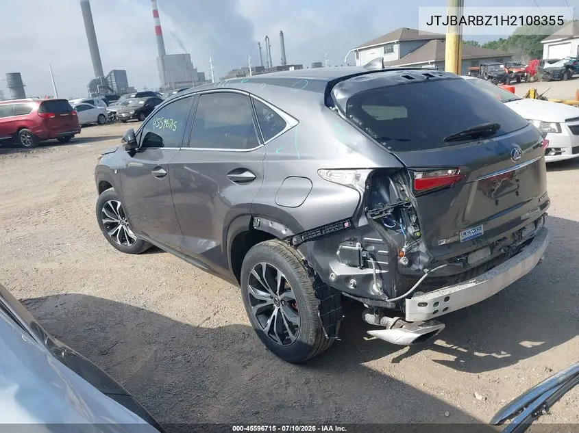 2017 Lexus Nx 200T F Sport VIN: JTJBARBZ1H2108355 Lot: 45596715