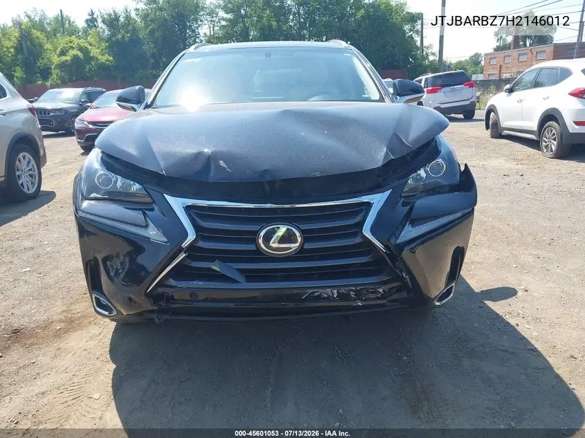 2017 Lexus Nx 200T VIN: JTJBARBZ7H2146012 Lot: 45601053