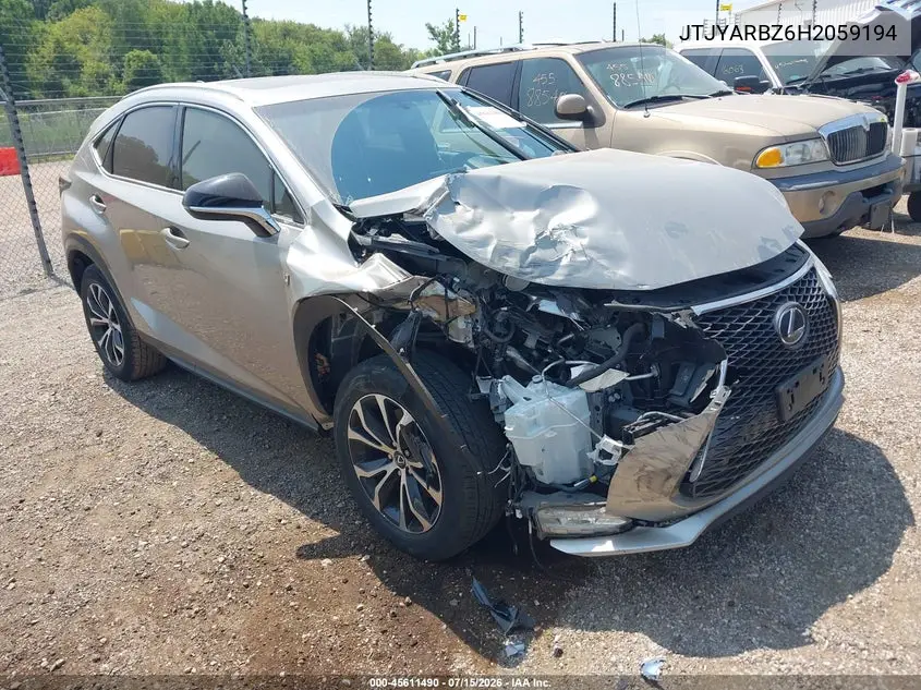 2017 Lexus Nx 200T F Sport VIN: JTJYARBZ6H2059194 Lot: 45611490