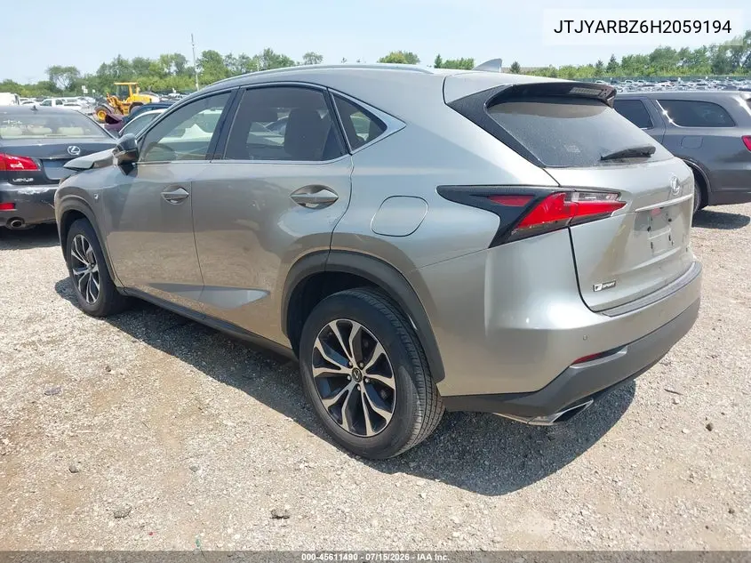 2017 Lexus Nx 200T F Sport VIN: JTJYARBZ6H2059194 Lot: 45611490