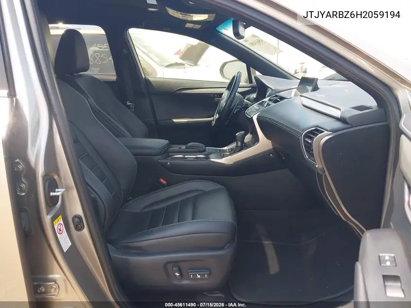 2017 Lexus Nx 200T F Sport VIN: JTJYARBZ6H2059194 Lot: 45611490
