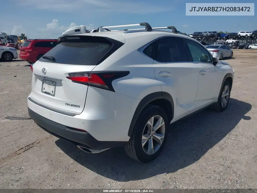 2017 Lexus Nx 200T VIN: JTJYARBZ7H2083472 Lot: 45638537