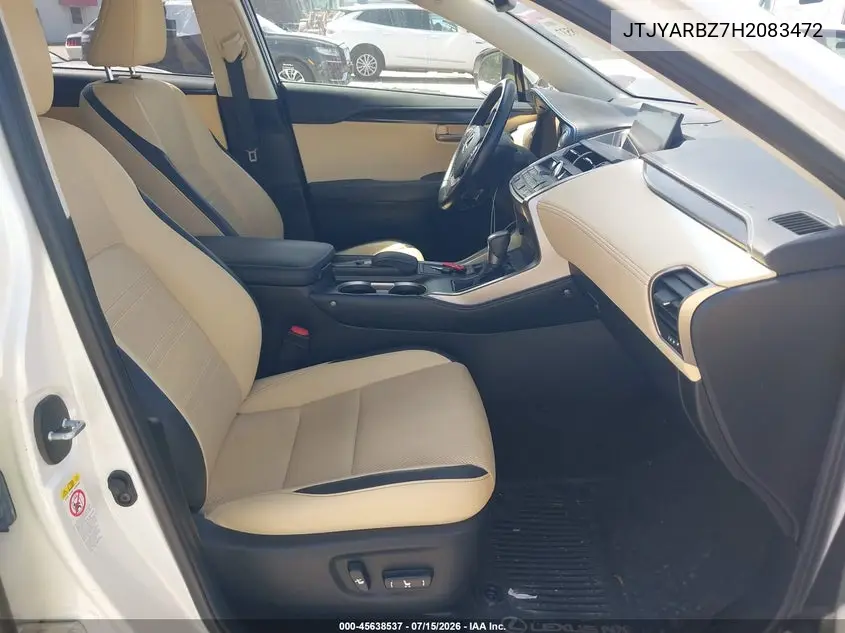 2017 Lexus Nx 200T VIN: JTJYARBZ7H2083472 Lot: 45638537