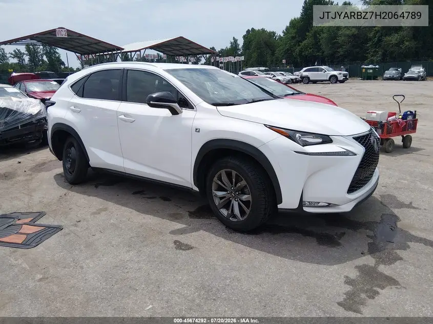2017 Lexus Nx 200T F Sport VIN: JTJYARBZ7H2064789 Lot: 45674292
