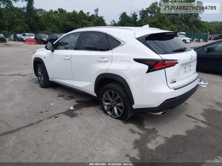 2017 Lexus Nx 200T F Sport VIN: JTJYARBZ7H2064789 Lot: 45674292