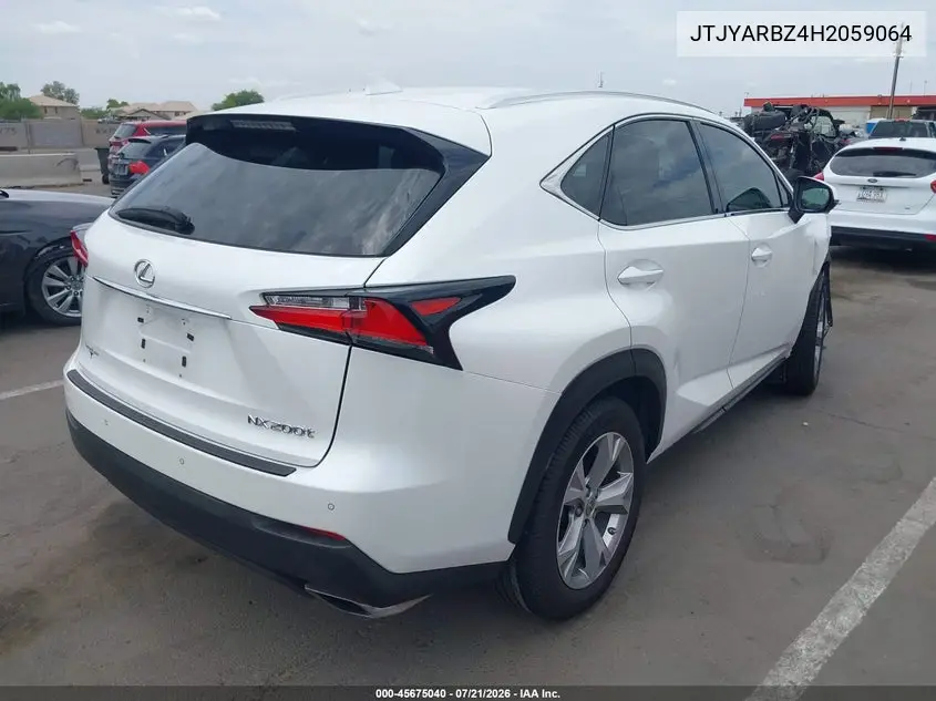 2017 Lexus Nx 200T VIN: JTJYARBZ4H2059064 Lot: 45675040