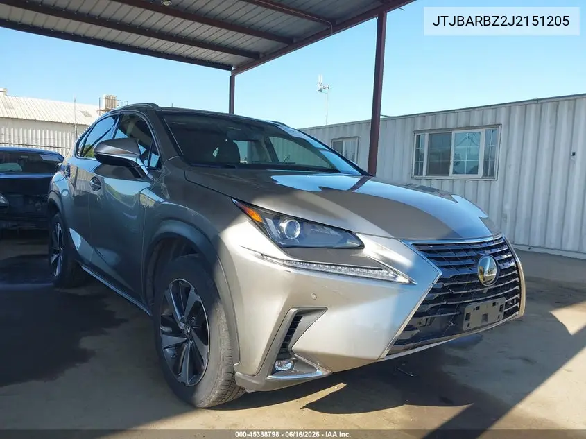 2018 Lexus Nx 300 VIN: JTJBARBZ2J2151205 Lot: 45388798
