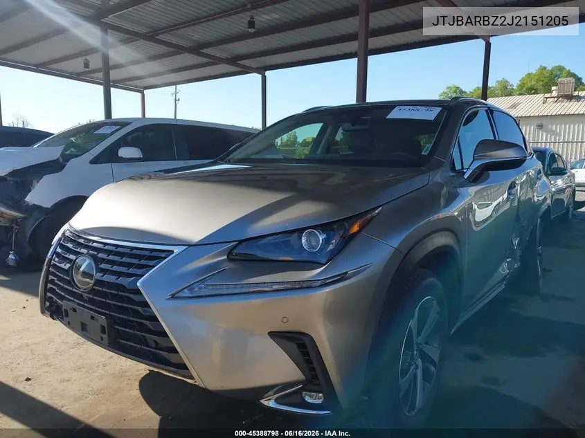 2018 Lexus Nx 300 VIN: JTJBARBZ2J2151205 Lot: 45388798