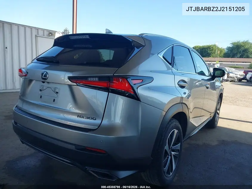 2018 Lexus Nx 300 VIN: JTJBARBZ2J2151205 Lot: 45388798