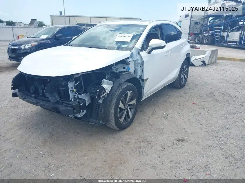 2018 Lexus Nx 300 VIN: JTJYARBZ4J2115025 Lot: 45606258