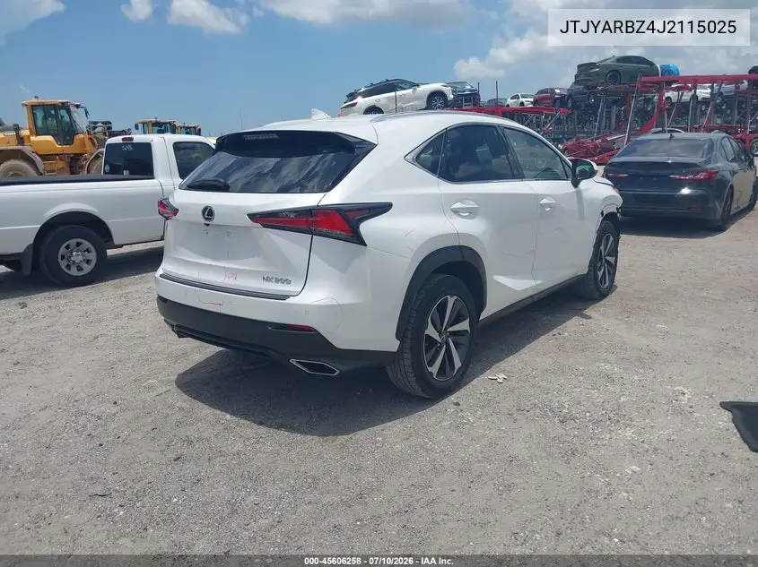 2018 Lexus Nx 300 VIN: JTJYARBZ4J2115025 Lot: 45606258