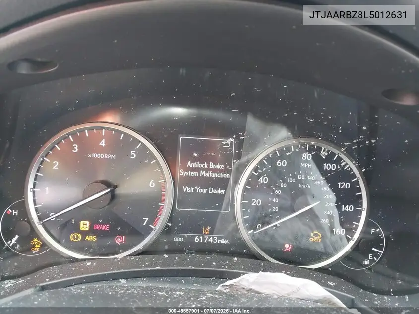 2020 Lexus Nx 300 VIN: JTJAARBZ8L5012631 Lot: 45557901