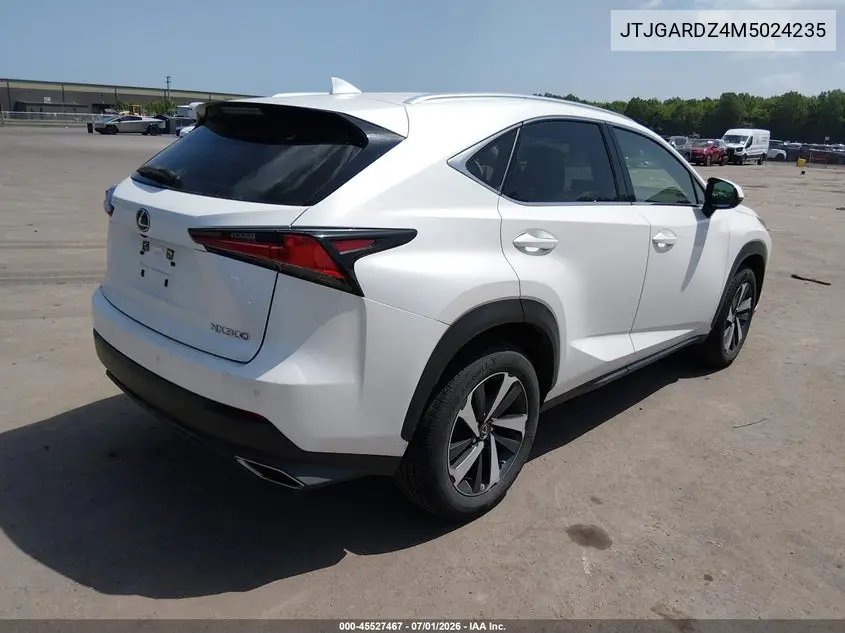 2021 Lexus Nx 300 VIN: JTJGARDZ4M5024235 Lot: 45527467