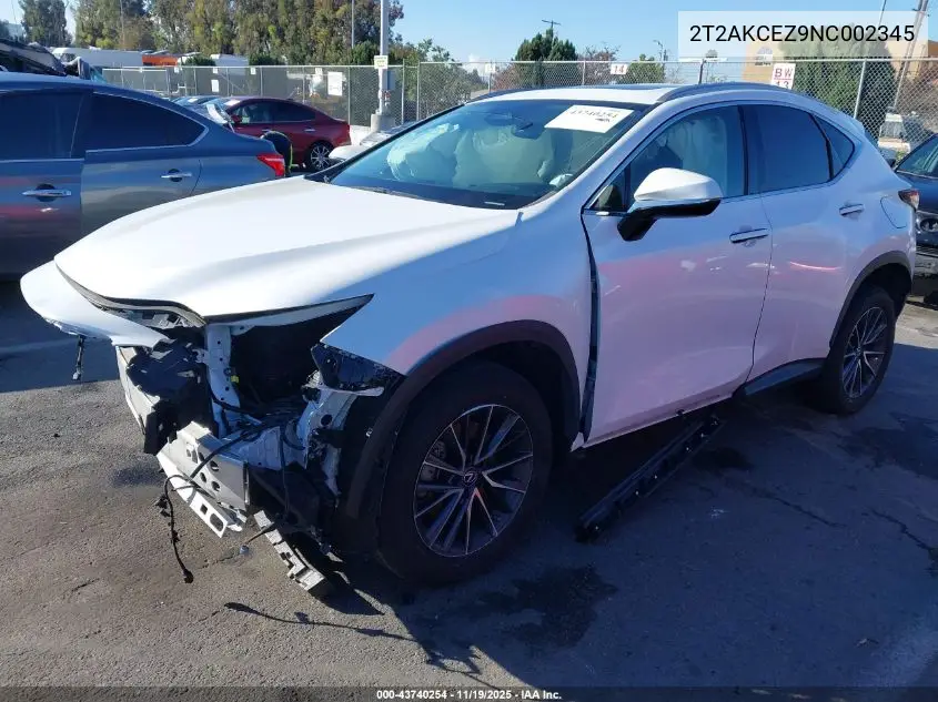 2T2AKCEZ9NC002345 2022 Lexus Nx Nx 350H
