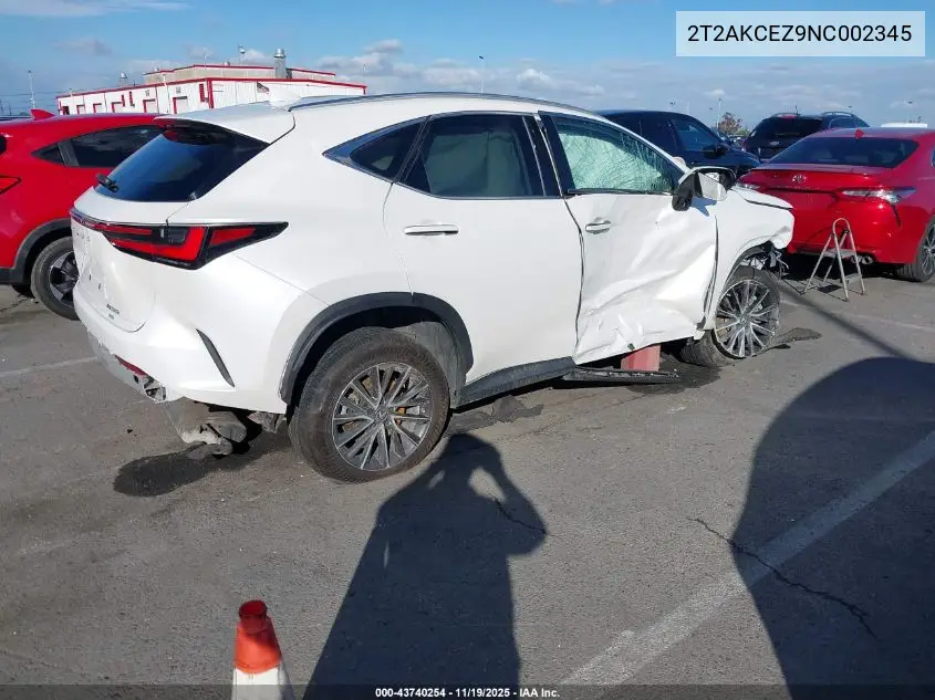 2T2AKCEZ9NC002345 2022 Lexus Nx Nx 350H