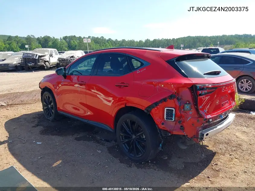 JTJKGCEZ4N2003375 2022 Lexus Nx 350 F Sport Handling