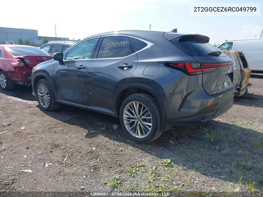2024 Lexus Nx 350 VIN: 2T2GGCEZ6RC049799 Lot: 12650081