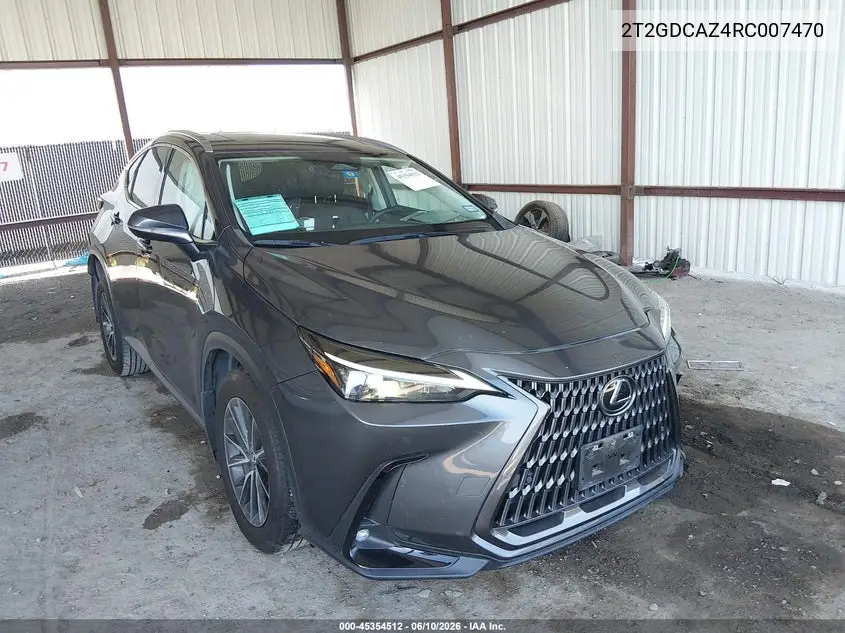 2024 Lexus Nx 250 Premium VIN: 2T2GDCAZ4RC007470 Lot: 45354512