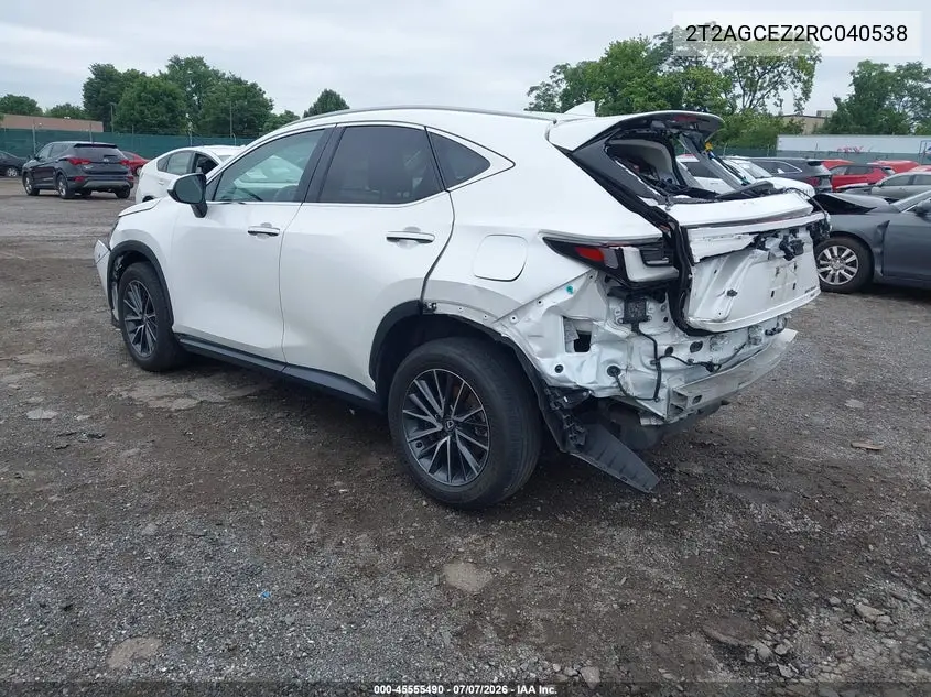 2024 Lexus Nx 350 VIN: 2T2AGCEZ2RC040538 Lot: 45555490