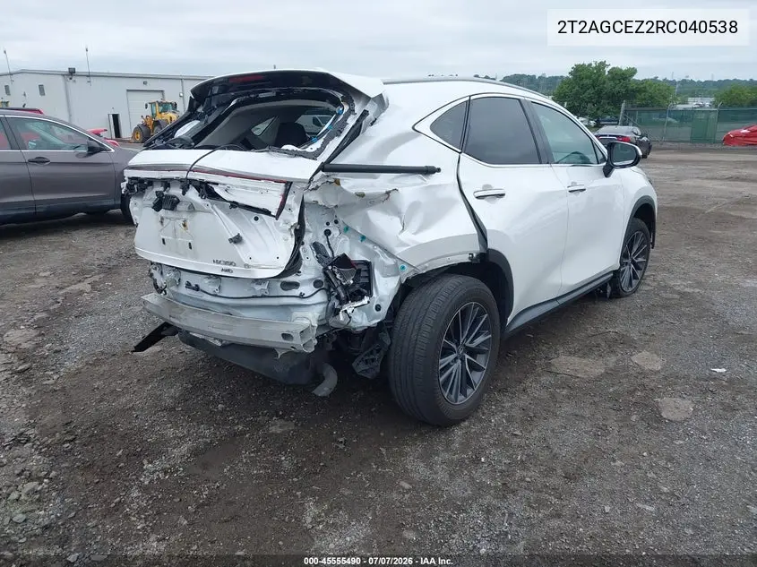2024 Lexus Nx 350 VIN: 2T2AGCEZ2RC040538 Lot: 45555490