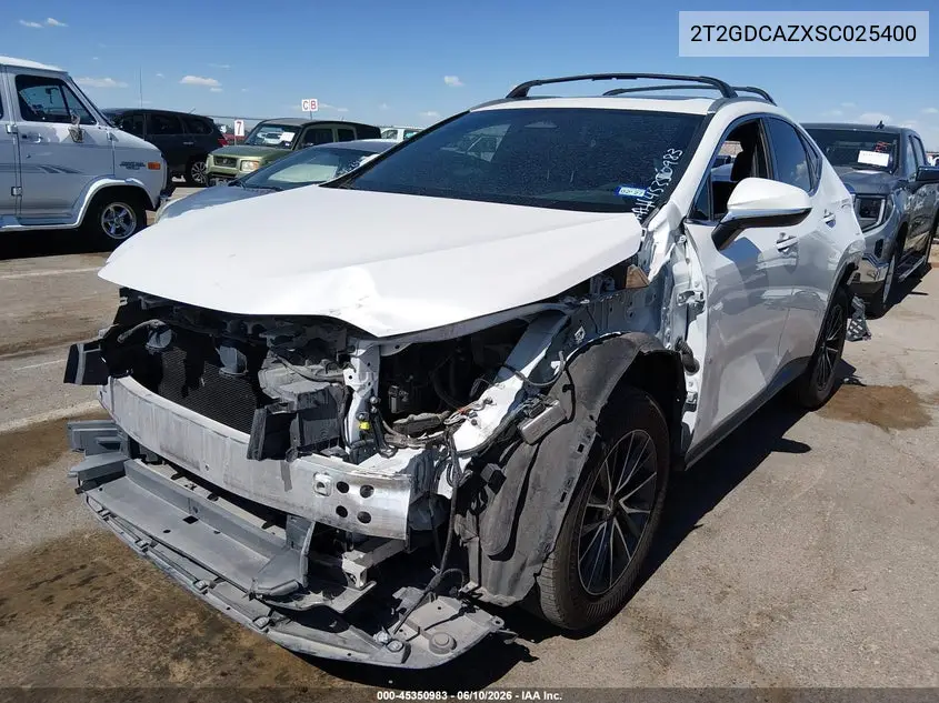 2025 Lexus Nx 250 Premium VIN: 2T2GDCAZXSC025400 Lot: 45350983