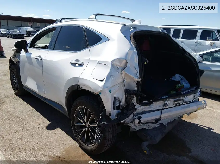 2025 Lexus Nx 250 Premium VIN: 2T2GDCAZXSC025400 Lot: 45350983