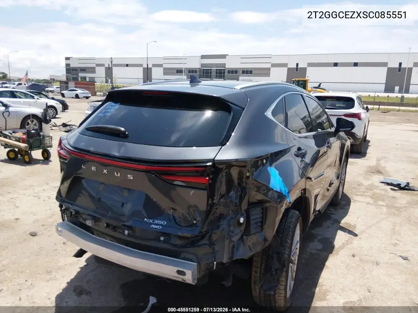 2025 Lexus Nx 350 Premium VIN: 2T2GGCEZXSC085551 Lot: 45551259