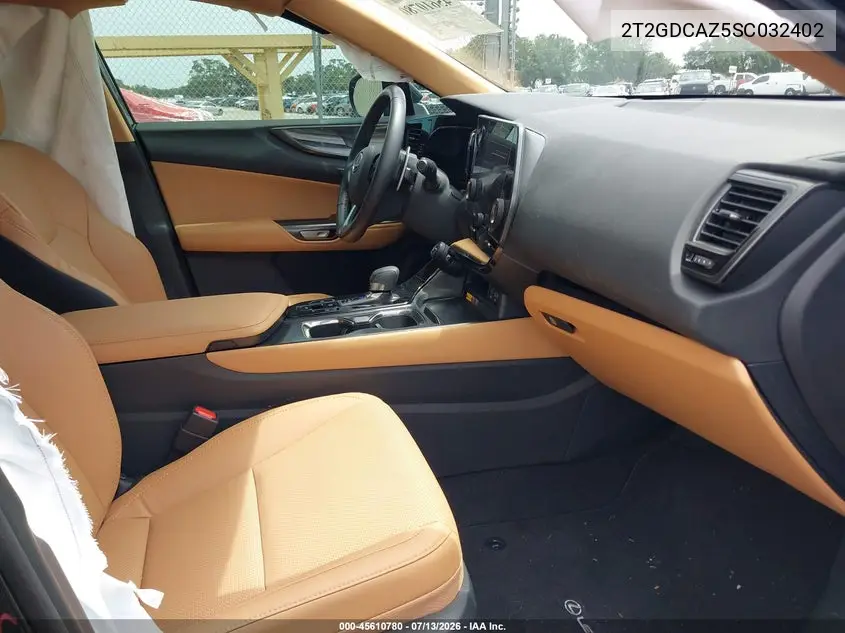 2025 Lexus Nx 250 Premium VIN: 2T2GDCAZ5SC032402 Lot: 45610780