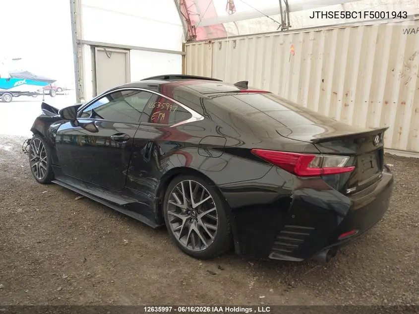 2015 Lexus Rc 350 VIN: JTHSE5BC1F5001943 Lot: 12635997