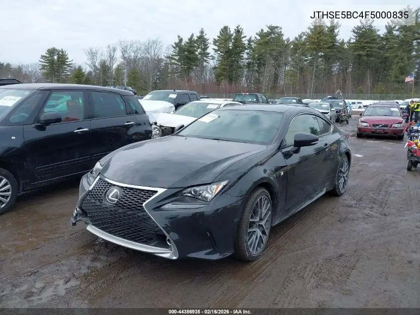 2015 Lexus Rc 350 VIN: JTHSE5BC4F5000835 Lot: 44386935