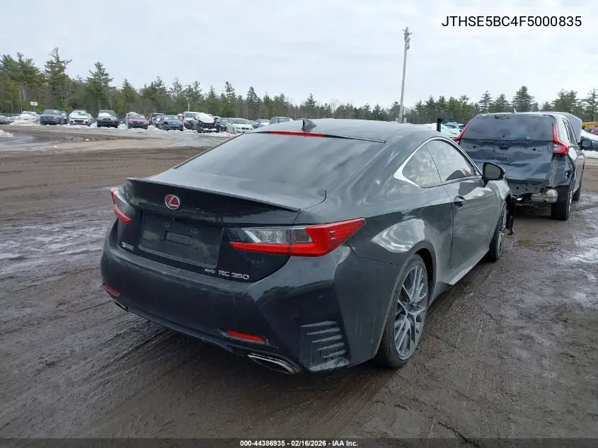 2015 Lexus Rc 350 VIN: JTHSE5BC4F5000835 Lot: 44386935