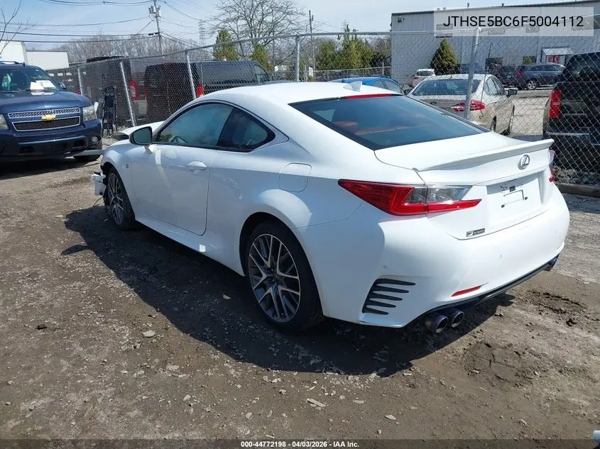 2015 Lexus Rc 350 VIN: JTHSE5BC6F5004112 Lot: 44772198
