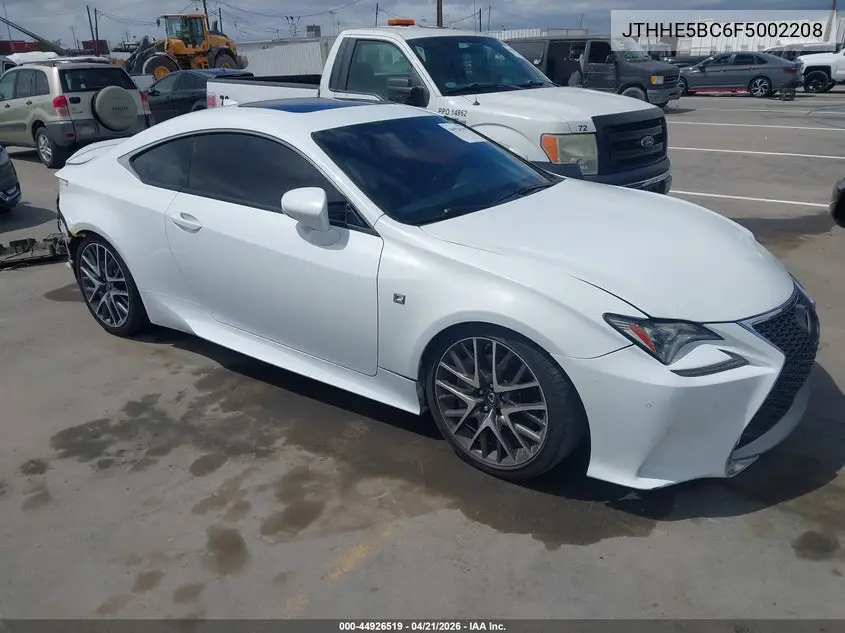 2015 Lexus Rc 350 VIN: JTHHE5BC6F5002208 Lot: 44926519