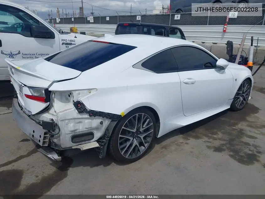 2015 Lexus Rc 350 VIN: JTHHE5BC6F5002208 Lot: 44926519