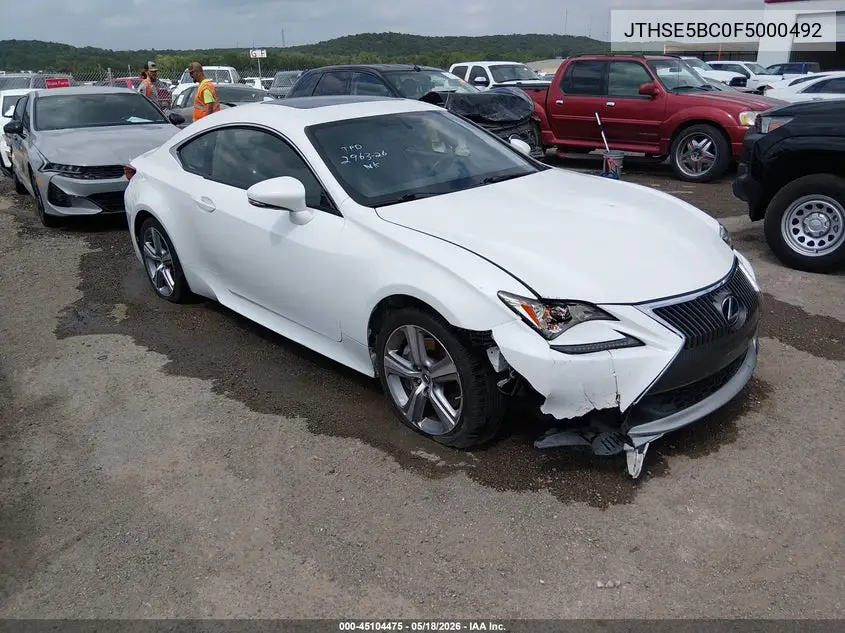 2015 Lexus Rc 350 VIN: JTHSE5BC0F5000492 Lot: 45104475