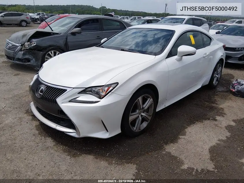 2015 Lexus Rc 350 VIN: JTHSE5BC0F5000492 Lot: 45104475