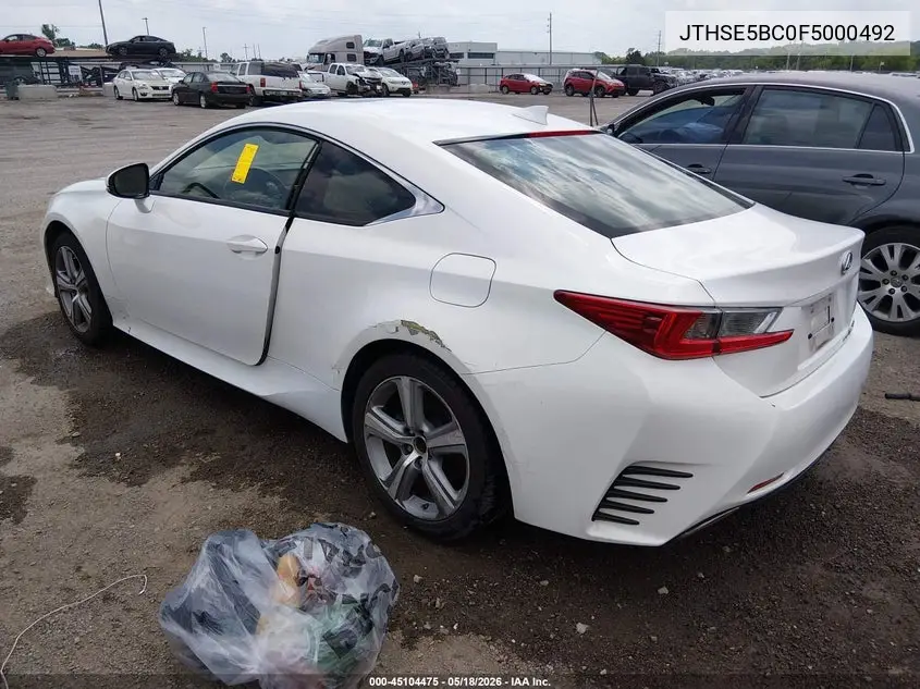 2015 Lexus Rc 350 VIN: JTHSE5BC0F5000492 Lot: 45104475