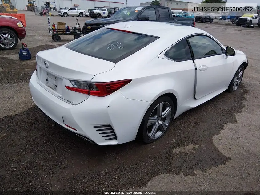 2015 Lexus Rc 350 VIN: JTHSE5BC0F5000492 Lot: 45104475