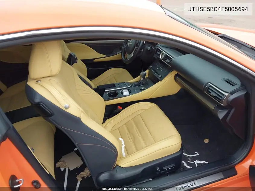 2015 Lexus Rc 350 VIN: JTHSE5BC4F5005694 Lot: 45140050