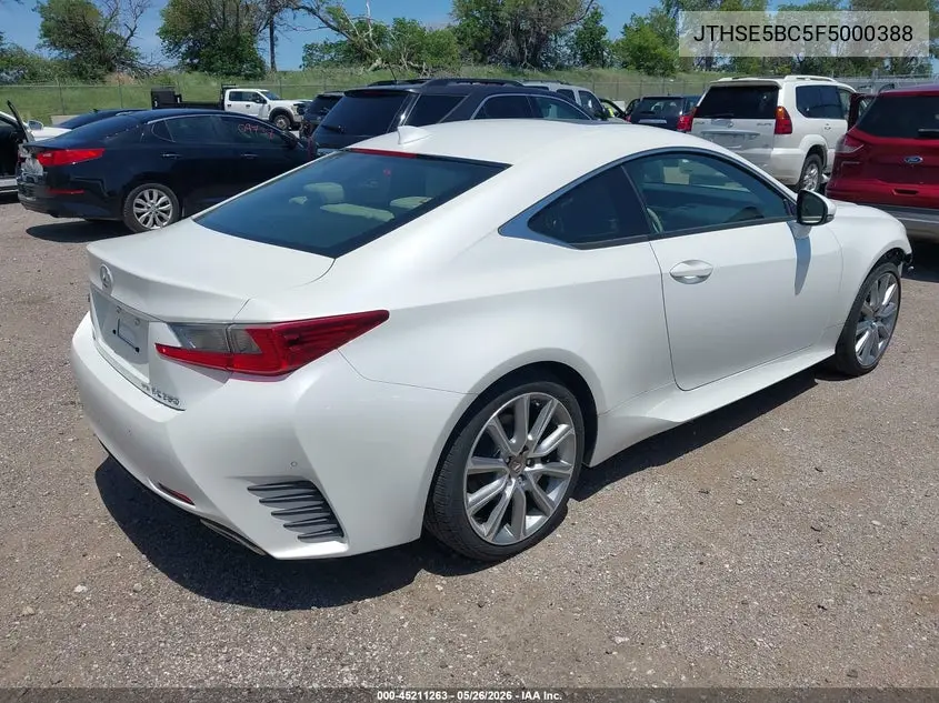 2015 Lexus Rc 350 VIN: JTHSE5BC5F5000388 Lot: 45211263