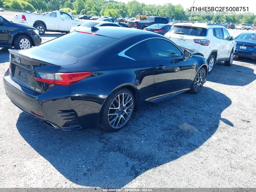 2015 Lexus Rc 350 VIN: JTHHE5BC2F5008751 Lot: 45453897