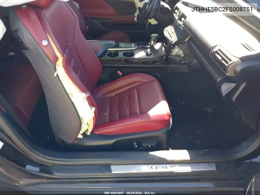 2015 Lexus Rc 350 VIN: JTHHE5BC2F5008751 Lot: 45453897