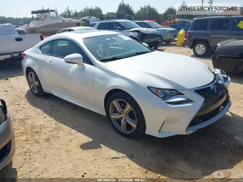 2015 Lexus Rc 350 VIN: JTHSE5BCXF5002640 Lot: 45457327