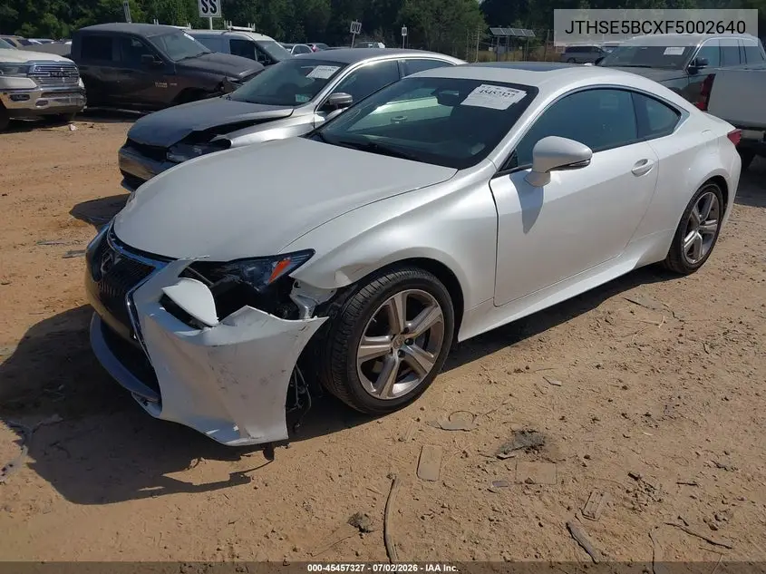 2015 Lexus Rc 350 VIN: JTHSE5BCXF5002640 Lot: 45457327