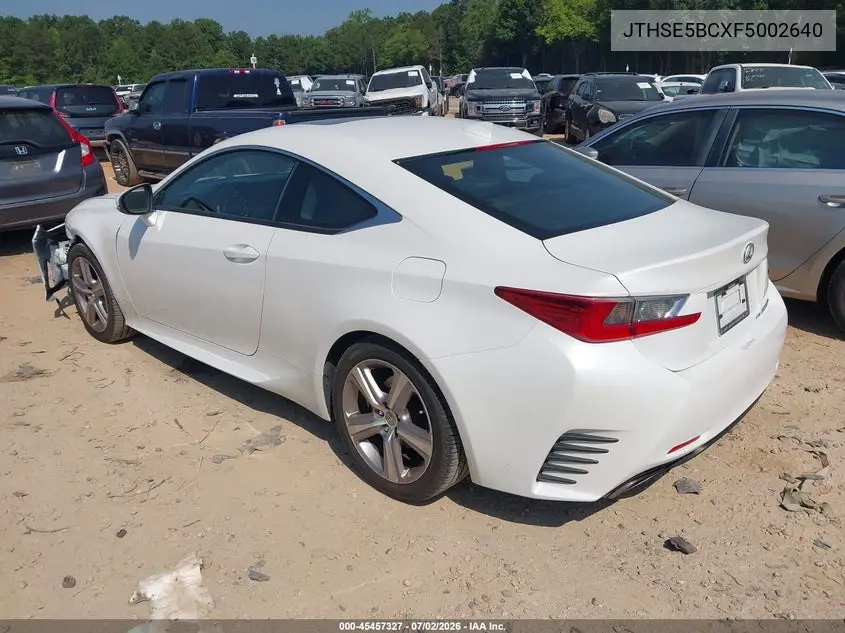 2015 Lexus Rc 350 VIN: JTHSE5BCXF5002640 Lot: 45457327